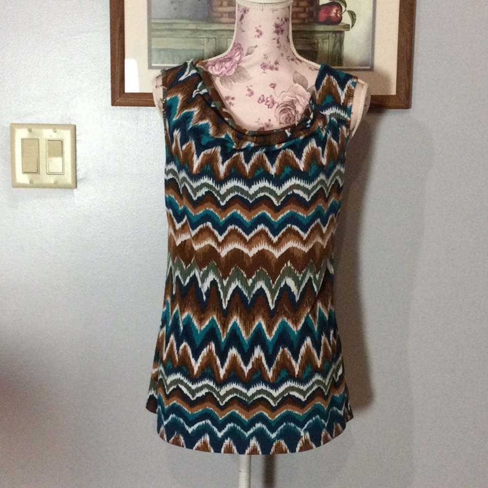Blue & Brown Zigzag Blouse